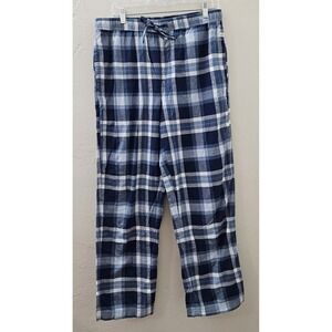 Life is Good Pajama Pants Mens Size Medium Sleepwear Blue Plaid Lounge Bottoms